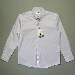 Tayion Collection Mens Slim-Fit Dress Shirt White Lilac Large 16-16.5 32x33 $60